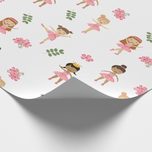 Ballet Roze Ballerina's Dancing Pattern Cadeaupapier (Hoek)