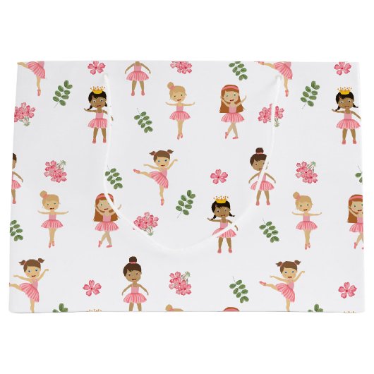 Ballet Roze Ballerina's Dancing Pattern Groot Cadeauzakje (Voorkant)