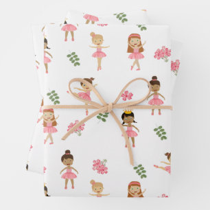 Ballet Roze Ballerina's Dancing Pattern Inpakpapier Vel
