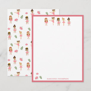 Ballet Roze Ballerina's Dancing Pattern Notitiekaartje