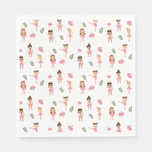 Ballet Roze Ballerina's Dancing Pattern Servet (Voorkant)