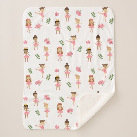 Ballet Roze Ballerina's Dancing Pattern Sherpa Deken (Voorkant)