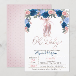 Ballet Schoenen Stippen Bloemen Baby Shower Kaart