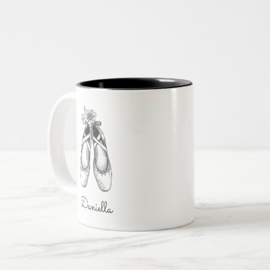 Ballet Shoes Hand Drawn Tweekleurige Koffiemok (Voorkant links)