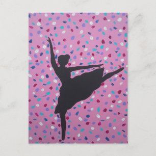 Ballet Silhouette op Roze Briefkaart