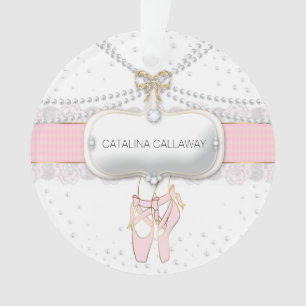 Ballet Slippers Pearls Pearls Pink White Lace Jewe Ornament
