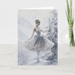 Ballet Sneeuwkoningin Sneeuwvlok Ballerina Kerstmi Feestdagen Kaart