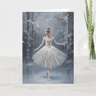 Ballet Sneeuwkoningin Sneeuwvlok Ballerina Kerstmi Feestdagen Kaart