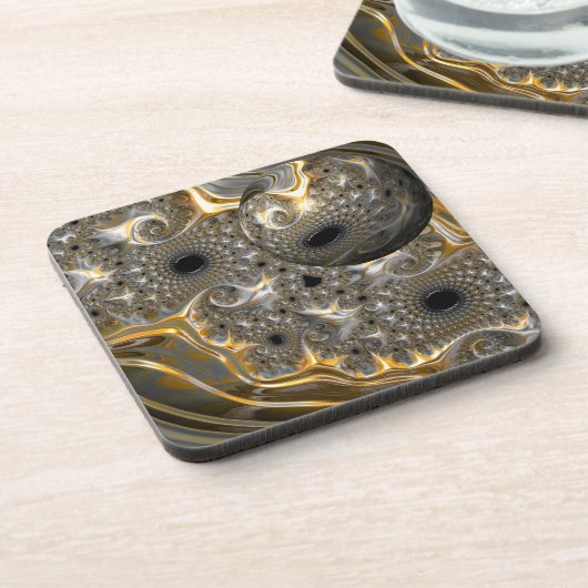Ballet sphérique en Dessous de verre argent et or (Côté gauche)