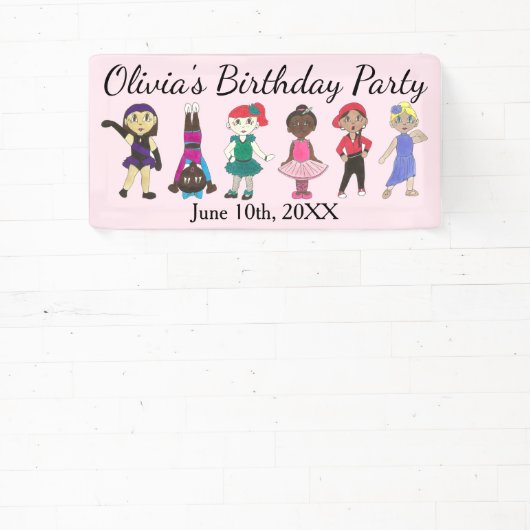 Ballet Tap Jazz Lyrical Dancer Verjaardagsfeest Spandoek (Insitu)