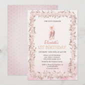 Ballet Toe Shoes Glitter Lijst Birthday Kaart (Voorkant / Achterkant)