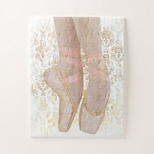Ballet Toe Shoes Jigzaag Puzzle - Roze Gold White Legpuzzel
