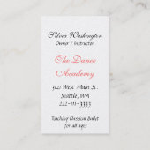 Ballet Visitekaartje (Achterkant)