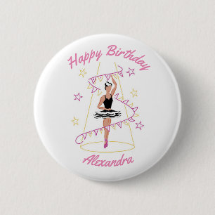 Ballet & Vlaggen Verjaardagsbadge (Zwart/Bruin) Ronde Button 5,7 Cm