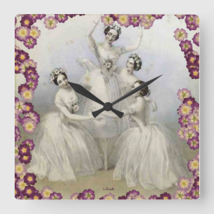 BALLET WALL CLOCK - DESIGNER CLOCKS - RUTELLI GIFT VIERKANTE KLOK