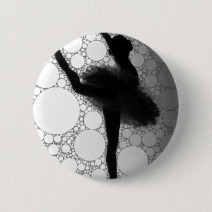 Ballet Zwart Wit Dansende Ballerina Ronde Button 5,7 Cm