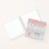 Balletdans zilver roos goudglitter monogram notitieboek (Binnen)