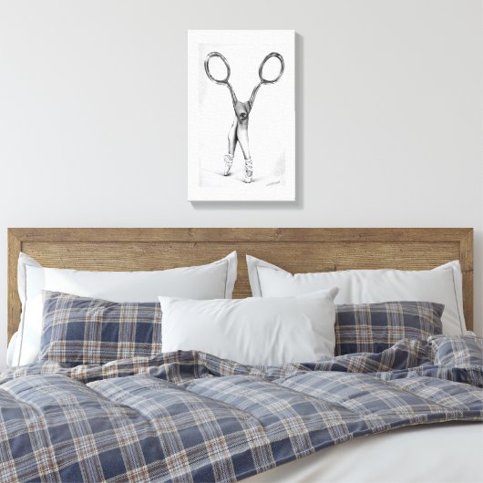 Balletdanscissors Ballerina Surreal tekening Canvas Afdruk (Insitu (Slaapkamer))