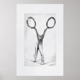 Balletdanscissors Ballerina Surreal tekening Poster
