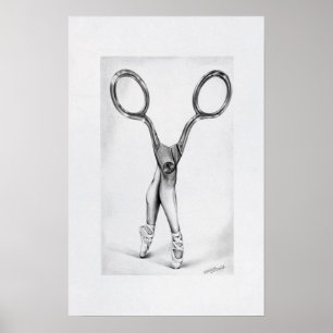 Balletdanscissors Ballerina Surreal tekening Poster