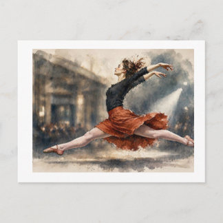 Balletdanser in mid-sprong,  briefkaart