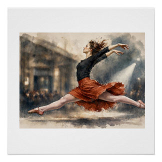 Balletdanser in sprong perfect poster