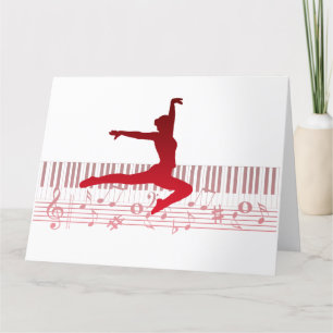Balletdanser op een toetsenbord bedankkaart