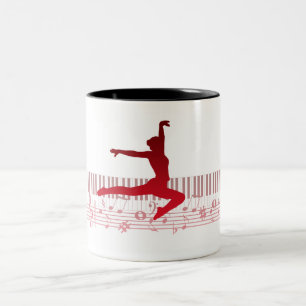 Balletdanser op een toetsenbord tweekleurige koffiemok