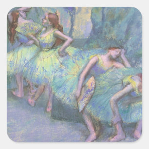 Balletdanseressen in de Coulissen door Edgar Degas Vierkante Sticker
