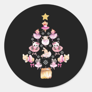 Balletdieren Ballerina kerstboom Ronde Sticker