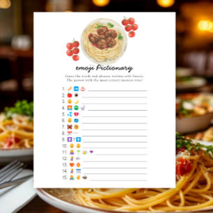 Balletjes pasta baby shower, emoji pictionary spel