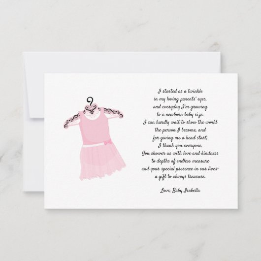 Balletjurk baby shower bedankt voor je opmerking kaart (Voorkant)