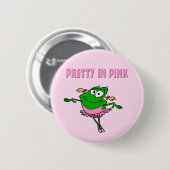 Balletkikker in roze ronde button 5,7 cm (Voorkant /achterkant)