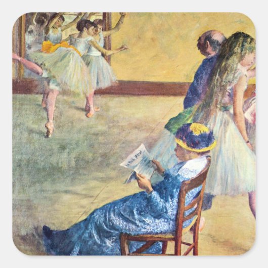Balletklasse, de Dans Hall van Edgar Degas Vierkante Sticker (Voorkant)
