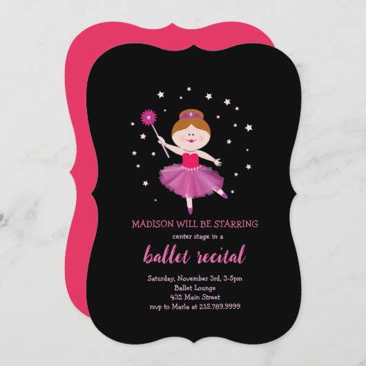 BALLETOPFERING Blonde Ballerina Danser Uitnodiging (Voorkant / Achterkant)