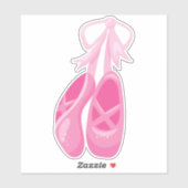 Balletschoen, balletslippers, balletdanser, roze sticker (Vel)