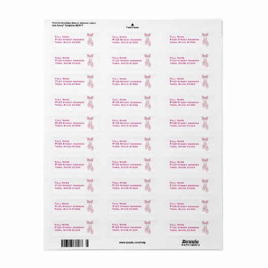 Balletschoentjes Verzendlabels Etiket (Full Sheet)