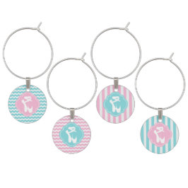 Balletslippers in roze en blauw wijnglashanger