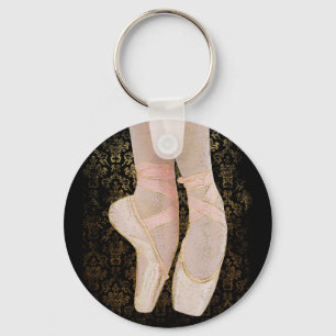 Ballettenschoenen - zwart roze goud sleutelhanger