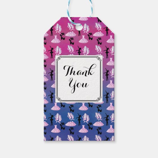 Balletthematroon met dansatre Dank u wel Cadeaulabel (Voorkant)