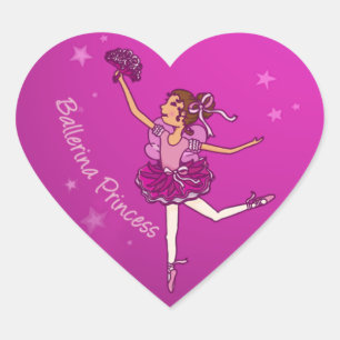 Balllerina cerise roze princessticker hart sticker