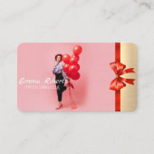 Balloirs rose et blanc Carte de visite moderne (Devant)