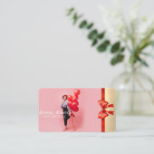 Balloirs rose et blanc Carte de visite moderne (Debout devant)