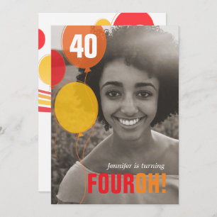 Ballon 40th FOUROH! Uitnodigingen voor fotoverjaar