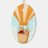 Ballon à air chaud, fille et ornement de chien (Gauche)