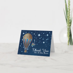 Ballon à air chaud vintage au Merci de mariage de