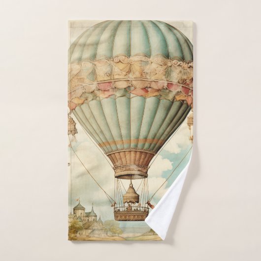 Ballon à air chaud vintage Steampunk Blue (Serviette à main)