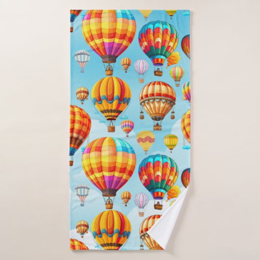 Ballon à air chaud volant coloré (Serviette de bain)