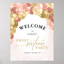 Ballon Arch Pink and Gold Sweet 16 Party Welkomstw