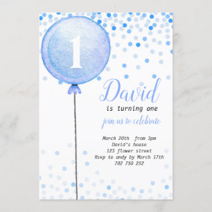 Ballon Baby Boy 1st Birthday First Confetti Kaart